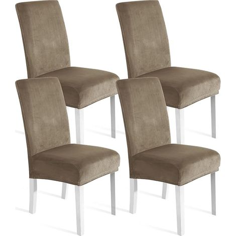 Velvet Chair Cover, Elastic Dining Cover, Universal Stretch Covers, Washable Protector, for Restaurant Kitchen Banquet, Camel (1/5)