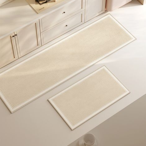 Suite - 4 4060cm (Cuir) Tapis de sol absorbant et antidérapant en terre de diatomées, facile à nettoyer, de forme ovale, adapté à une utilisation dans la salle à manger et la cuisine. (1/5)