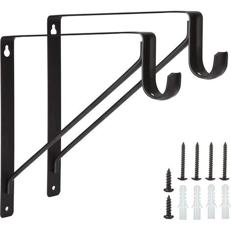 sets of wall brackets, 150 kg load capacity, shelf hooks, 90-degree floating frame, tripod stand, black (1/5)