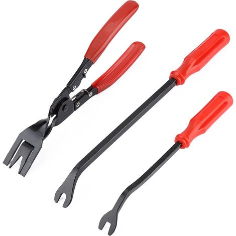 3pcs clips de panneau de porte de voiture pinces enlèvement de garniture attache extracteur outil de réparation-rouge (1/2)