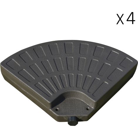 Set di 4 Pesi per Supporti per Ombrellone, Base per Ombrellone da Giardino in HDPE, Riempibile con 68 kg di Acqua o 100 kg di Sabbia e Acqua Misti, 100x100x10.5cm, Caffè