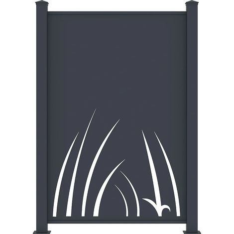 Recinzione in alluminio con motivo vegetale in taglio laser Kit iniziale H164 x L118 cm Antracite - BRAMENO (1/5)
