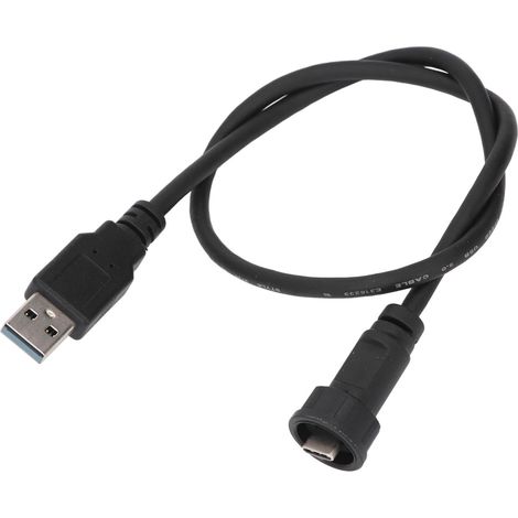 Câble prolongateur étanche IP67 IP68 Type C mâle à verrouillage USB3.0 mâle droit 0.5m 30V 1.5A (1/5)