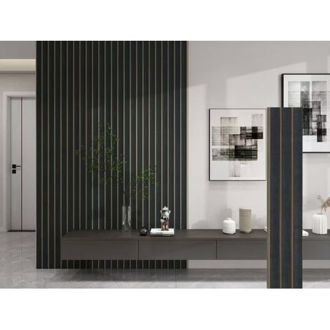 TrAdE Shop Traesio - Pannello Decorativo 3d Nero Con Inserti Oro 12x200x290 Cm Rivestimento Parete - (1/2)