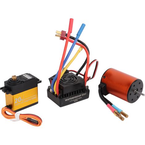 Moteur brushless 3650 3900KV, variateur 60A, direction assistée 20 kg, kit étanche amélioré pour voiture radiocommandée 1/10RC (1/5)