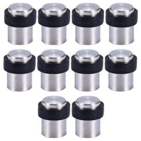 Butoir de porte Acier inoxydable 4.5cm Lot de 10 avec anneau caoutchouc noir pour protection murale (1/4)