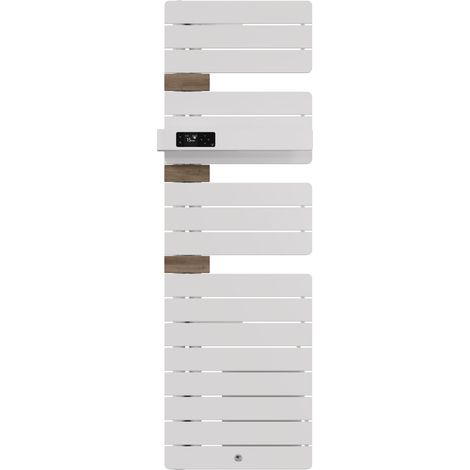 THERMOR - Sèche-serviettes connecté Allure 4 étroit 1600W Blanc brillant/Chêne Mat à gauche - 483342 (1/2)