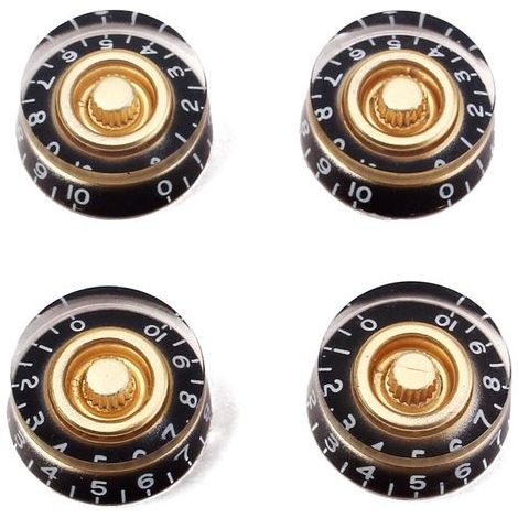 - - - - Manopole di controllo - Set di 4 - Adatte per chitarra elettrica - Nero e oro - Plastica di alta qualità - Finitura perfetta (1/5)