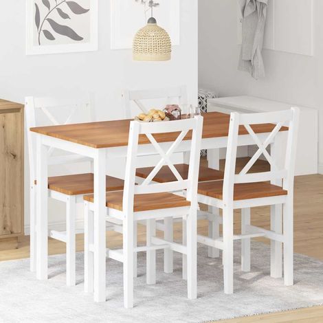 vidaXL Juego de muebles de comedor 5 piezas marrón y blanco (1/5)