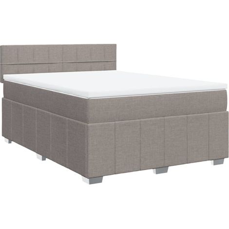 Maison Exclusive - Sommier à lattes de lit avec matelas Taupe 160x200 cm Tissu (1/5)