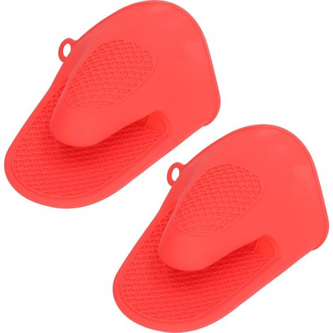 CCYKXA Set of 2 Silicone Oven Gloves, Heat Resistant and Anti-Scald, Kitchen Accessory for Barbecue Cooking Tools (Red) (1/5)