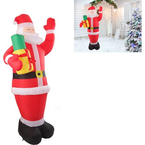 Père Noël gonflable avec sac cadeau, éclairage LED, norme européenne 220-240 V (1/5)