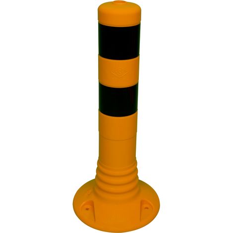 Schake Flexipfosten Ø80mm in gelb mit schwarzen Streifen und Dübelbefestigung aus PUR 450mm hoch