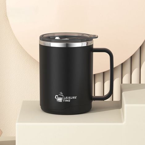 Tasse À Café Voyage - Acier Inoxydable Double Paroi Sous Vide - 500 Ml - Noir - Pour Bureau Maison Et Déplacements - 1 Pièce (1/5)
