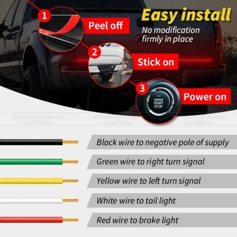 Feu Arrière LED - Barre Lumineuse 240 cm - Pour Hayon Voiture Camion - 24 V - Rouge Ambre (1/4)