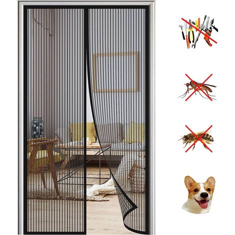 Magnétique Moustiquaire Porte, 80210cm Moustiquaire magnetique, Aimantée Maille Ultra Fine Fermeture Automatique Rideaux Anti Mouches Installation Facile (1/5)