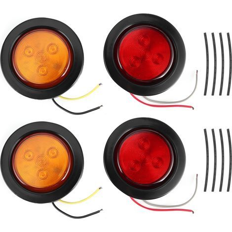 2.5-inch round LED indicator light, 4 pieces, high brightness 10V-30V lamp for truck trailer (1/5)
