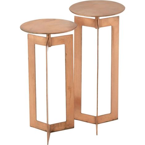 Lot de 2 Tables d'Appoint Métal "Zino" 71cm Cuivre (1/4)