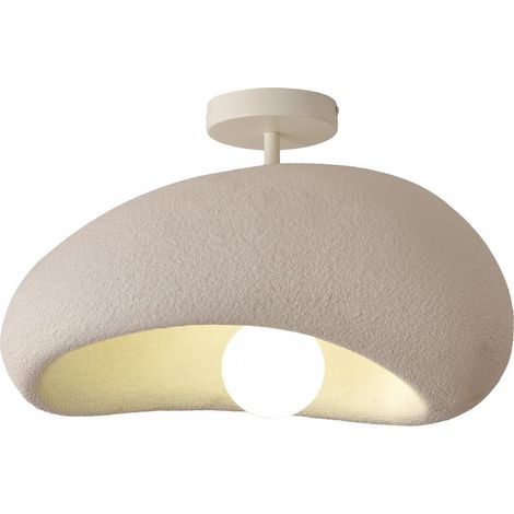 Plafonnier Suspension Style Japandi en Métal Aspect Plâtre Beige Sable Ø 60 cm E27 - PANGIVO (1/2)