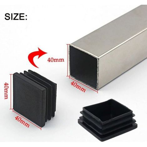 Bouchons À Lamelles - Tubes Carrés 40x40 mm - Antidérapant - Plastique Noir - Lot De 32 (1/4)