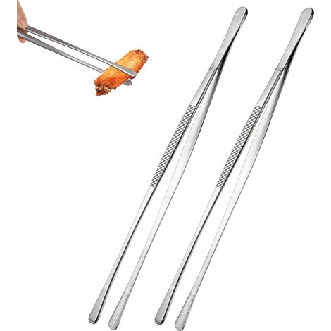 2 Piece 30 cm Kitchen Tongs Stainless Steel Kitchen Tongs with Precision Serrated Tips for Presenting Cooking, Garnishing and Frying Dishes (1/5)