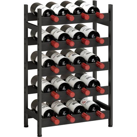 HOMCOM Wine Rack Freestanding 5-Tier 20-Bottle Capacity Black (1/5)