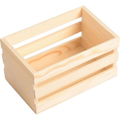 Caisse en bois de pin organisateur de bureau pour papeterie et objets divers caisse creuse en forme de panier pour présentoir (1/5)