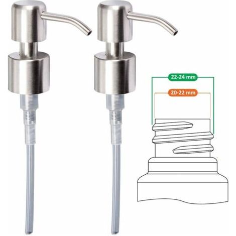 Ersatzteile für Flüssigseifenspender – Edelstahl, polierte Oberfläche, 2 Stück – 24 mm, Sunny (1/5)