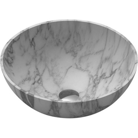 Saniclass Java Acrylique Vasque - 42x42x15cm - rond - marbre - blanc (1/4)