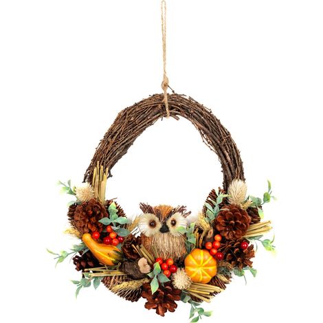 Kranz MagicHome Nature, herbstlich, orange, mit Eule, 35x34x10 cm (1/2)
