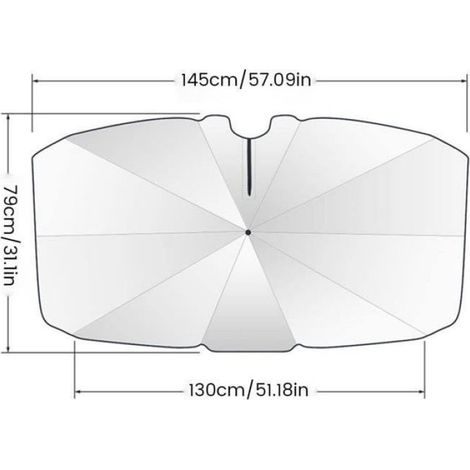 Sonnenschutz für die Windschutzscheibe – 57 x 31 Zoll – 360° drehbar – faltbar – UV-Schutz – 1-teilig (1/4)