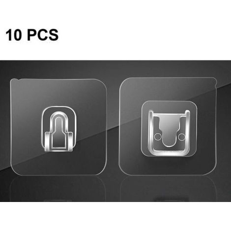 10 set di ganci adesivi trasparenti da parete, non richiedono foratura, sono riutilizzabili, resistenti all'acqua e all'olio, con superficie liscia, adatti per cornici, lampade, orologi, ecc. (1/5)