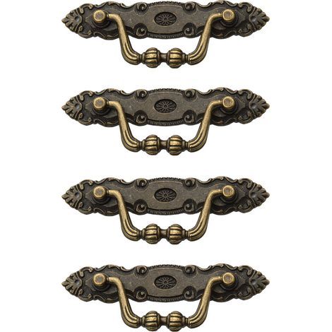 Schubladengriffe im Vintage-Stil, Bronze, klassisch, aus Zinklegierung, mit 8 M2-Schrauben für Möbel, 4 Stück