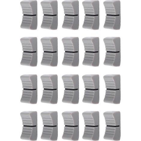 Lot de 20 boutons de remplacement pour potentiomètres (24 mm x 11 mm x 10 mm) : boutons gris avec marque noire. (1/4)