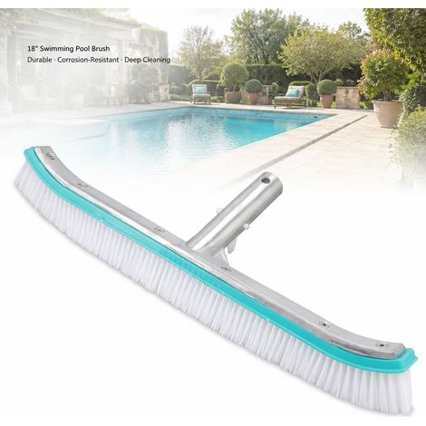 Spazzola per piscina da 45 cm (18 pollici), in acciaio inossidabile, nylon e plastica, colore blu lago, per una pulizia efficace di pareti e fondo. (1/5)