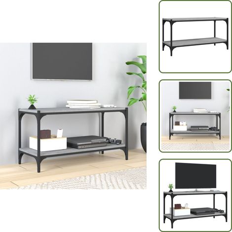 Meuble TV Sonoma gris 80x33x41 cm Bois d'ingénierie et acier - Meubles Tv - Meuble Tv Industriel - Meuble Tv Moderne - Rangement Tv - Support Tv