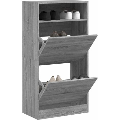 Schuhschrank Grau Sonoma 60x34x116 cm Holzwerkstoff