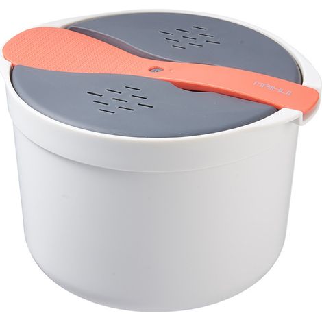Cuiseur à Riz - Cuiseur Vapeur Micro-ondes 2 L - Pour Famille - PP Alimentaire Sans BPA - Orange - 1 Pièce (1/5)