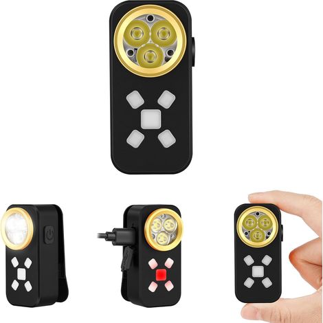 Lampe de Poche à Clip, 500LM Mini Lampe Torche à Clip avec 10 Modes Lampe Poche LED Rechargeable Lampe Running Portable Étanche avec Lumière Spot & Flood pour Camping Randonnée Urgence, Vert (1/5)