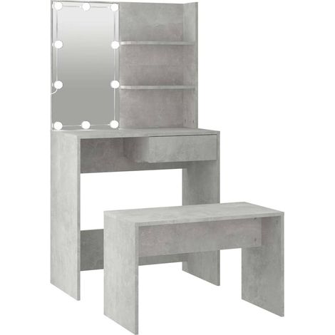 Maison Exclusive - Set Tavolo da Toeletta Grigio Cemento con LED Legno Multistrato (1/5)