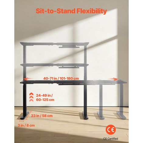 Pied Bureau Assis Debout Double Moteur, Cadre Bureau Assis Debout Électrique Réglable en Hauteur 60-125 cm pour Poste de travail et… (1/5)