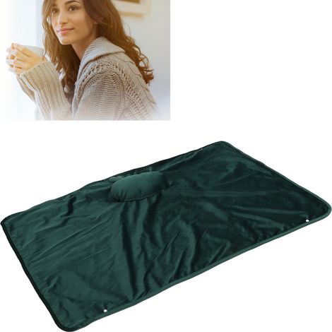 Couverture chauffante mignonne pour animaux, chauffe-mains USB pour bureau, chauffe-genoux, châle chauffant lavable, couverture chauffante unie vert émeraude avec motif cerf (1/5)