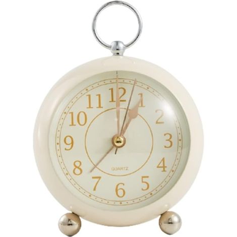 MINKUROW Sveglia Analogica Retrò Antica Piccola Sveglia Da Comodino Silenziosa - Beige (1/5)