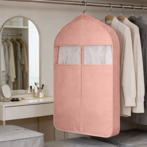 Housse à vêtements transparente de 35 x 24 x 4 pouces, sac de rangement respirant pour armoire - rose. (1/5)