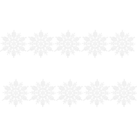 24 flocons de neige blancs de 5 cm à suspendre pour Noël, décorations en plastique pour sapin de Noël, cadeaux, accessoires de décoration à faire soi-même-5cm-White