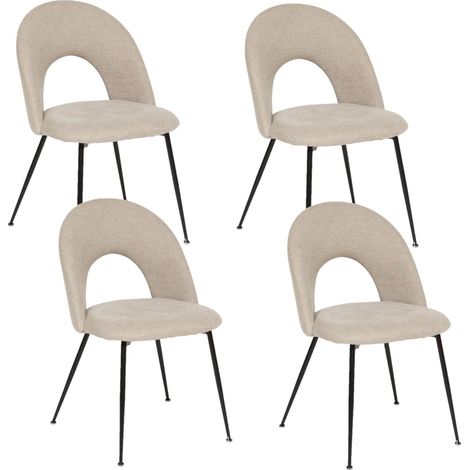 Lot de 4 chaises en tissu avec pieds métal RAVEN (1/5)