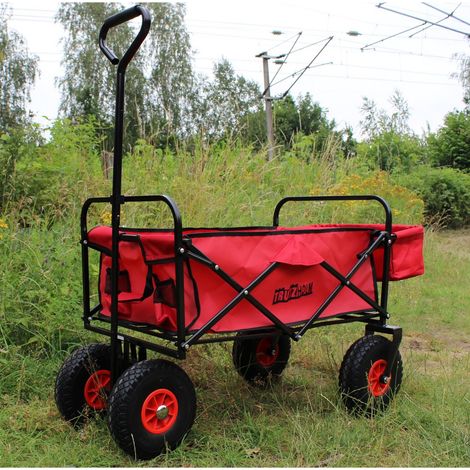 Bollerwagen faltbar mit PU-Rädern, Hecktasche und Teleskopgriff Falt-Bollerwagen (1/5)