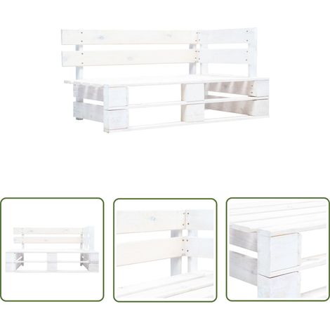 The Living Store Banc d'angle palette de jardin bois blanc - Banc De Jardin - Banc Angle - Mobilier De Jardin - Terrasse - Patio (1/5)