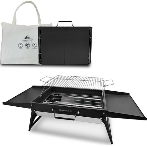 47 x 34 cm Barbecue Portable, Gril à Charbon Compact pour 3 à 5 Personnes, Gril à Barbecue pour le Camping, les Pique-Niques, les Jardins et les Fêtes de Plage, Noir (1/5)