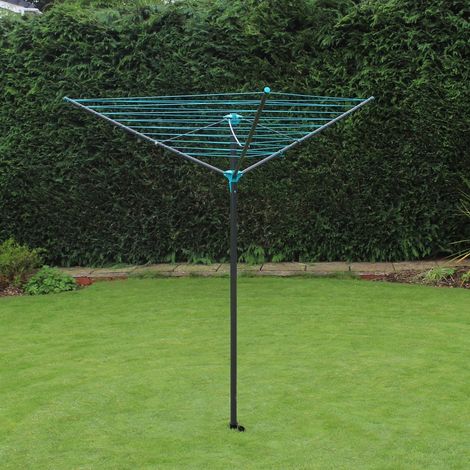 Three-Arm Powder Coated Steel Rotary Airer, 30m, Grey (1/4)